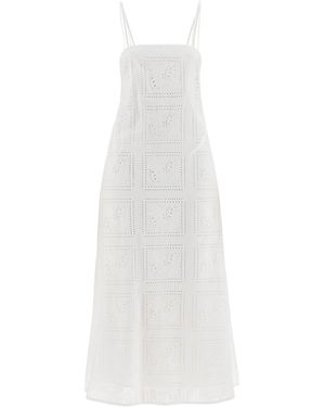 Tory Burch Midi Lace Dress In Seven - Wit