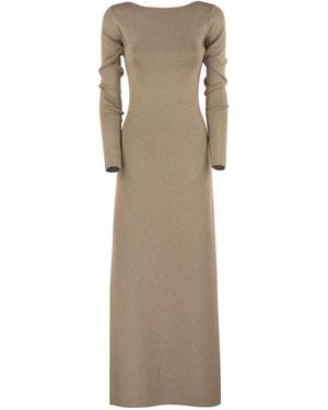 Max Mara Bracco Viskose und Lurex Slim Kleid - Natur
