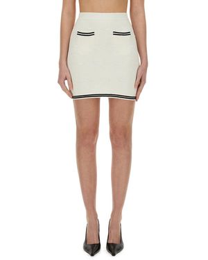 Self-Portrait Knitted Mini Skirt - White
