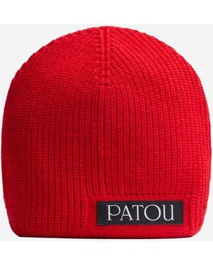 Patou Stretch Wool Blend Beanie - Red
