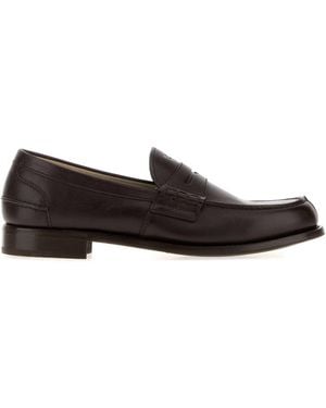 Prada Dark Leather Loafers - Brown