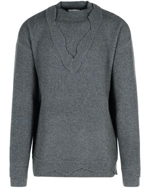 Laneus Grey Woll Mischpullover - Grau