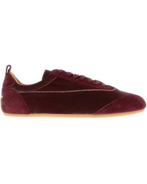 Jil Sander Tyrian Velvet And Suede Etage Sneakers - Red