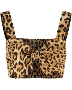 Dolce & Gabbana Leopard Print Cotton Bustier - Metallic