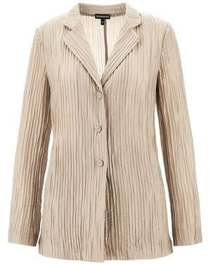 Emporio Armani Single-Breasted Blazer Jacket - Natural