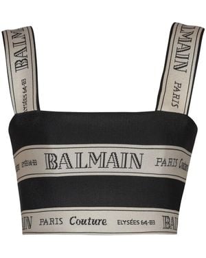Balmain Bijgesneden Top Met Jacquard -effect - Zwart