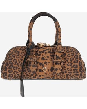 Pinko Escape Horizontal Suede Bowling Bag - Brown