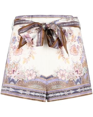 Zimmermann 'luna' Crèmekleurige Linnen Short - Wit