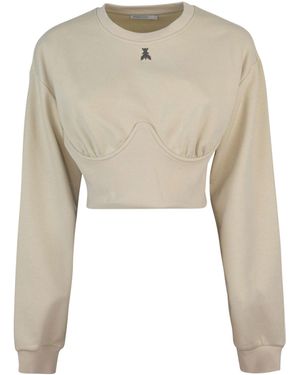 Patrizia Pepe Felpa Crop Con Logo Fly - Natural