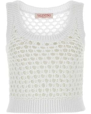Valentino Garavani Mesh Escape Crop-Top - White