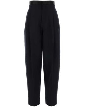 Bottega Veneta Midnight Blue Wool Wide-leg Pant - Black