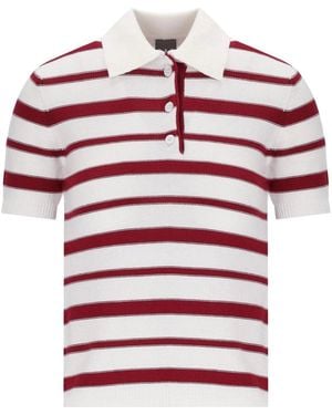 Max Mara Carioca Striped Knitted Polo Shirt - Red