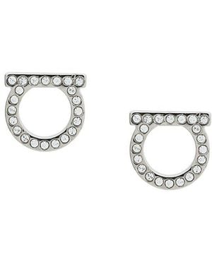 Ferragamo Boucles d'oreilles en cristal Gancini - Blanc