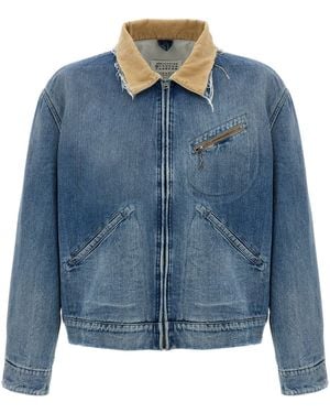Maison Margiela Stonewashed Denim Jacket With Corduroy Collar - Blau