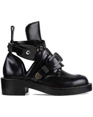 Balenciaga Buckled Leather Ankle Booties - Black