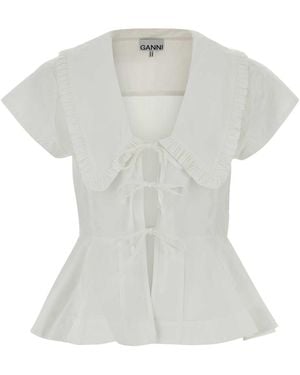 Ganni Poplin Top - White