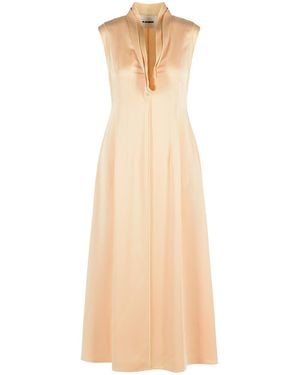 Jil Sander Acetate And Peach Viscose Dress - Natural