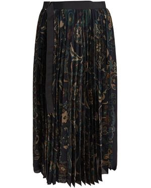 Sacai Floral Print Skirt - Black