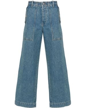 Maison Kitsuné Jeans A Gamba Ampia - Blu