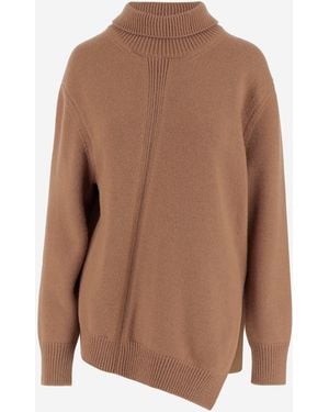Jil Sander Asymmetrical Wool Blend Jumper - Brown