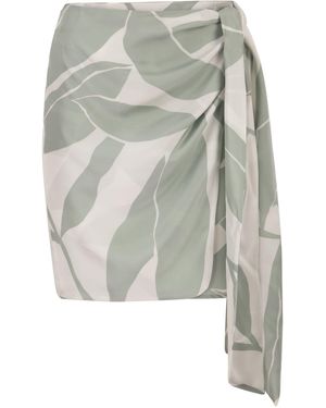 Max Mara Mxmstrano Bedrukte Pure Zijden Wikkelrok - Grijs