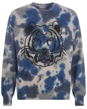KENZO Pullover aus bedruckter Baumwolle - Blau