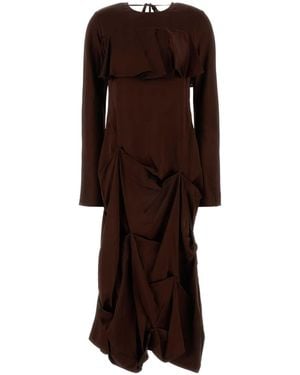 Ganni Chocolate Satin Dress - Brown
