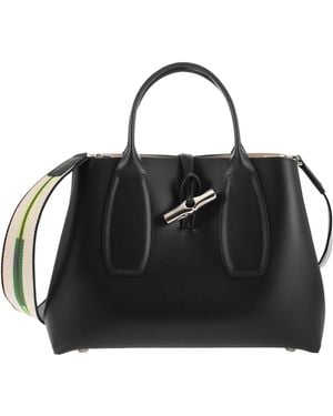 Longchamp Roseau Tas Met Stofgreep En Schouderband - Zwart