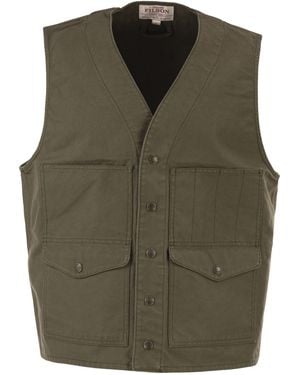 Filson Chaleco utilitario de algodón con bolsillos de parche - Verde