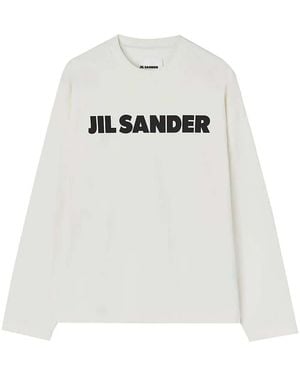 Jil Sander Langarmshirt mit Logo-Print - Weiß