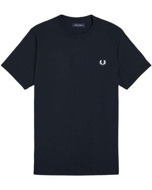 Fred Perry T Shirt "Ringer" Con Logo - Blue