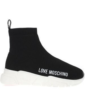 Love Moschino Damens Stoffsneaker Schwarz/Weiß