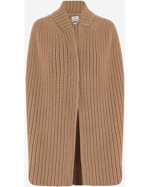 Sa Su Phi Knit Jacket Ribbed Cashmere - Brown