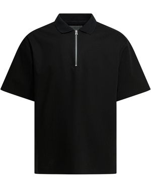 Sacai Short-sleeved Polo Shirt With Zipper - Black