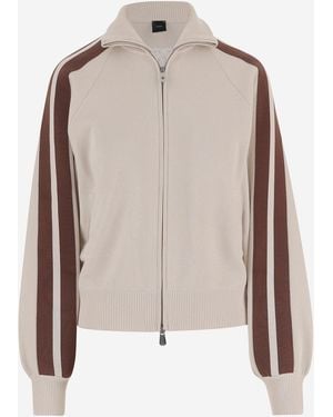 Pinko Zip-Up Viscose-Blend Sweater - Natural