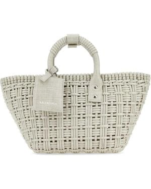 Balenciaga Sand Raffia Bistro Xs Handbag - Metallic