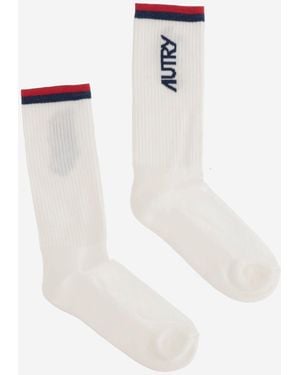 Autry Cotton Socks With Logo - White