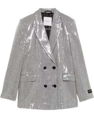 ERMANNO FIRENZE Sequined Double Breasted Jacket - Grey