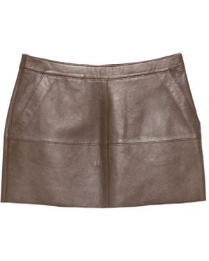 P.A.R.O.S.H. Leather Mini Skirt - Brown