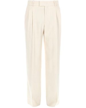 Drole de Monsieur Viscose Polyester Elastane Trousers - Natural