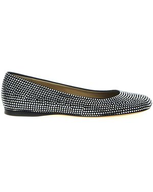 Loewe Crystal-Embellished Suede Ballet Flats - Mettallic