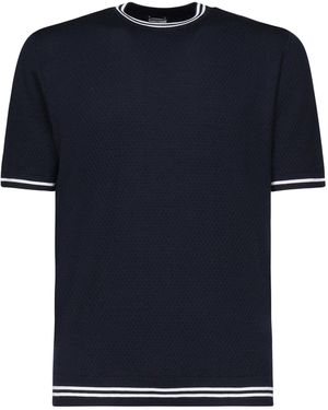 Eleventy Hoogste Blauw Gebreide T -shirt Met Contrasterende Details