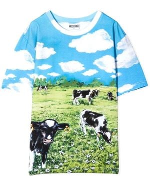 Moschino T -shirt Con Stampa - Blauw