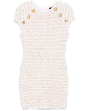 Balmain Tweed Mini Dress - White
