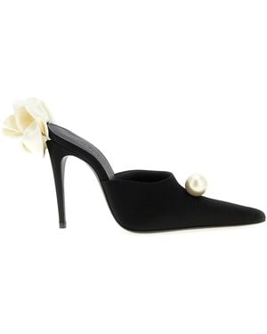 Magda Butrym Satin Maultiere - Schwarz