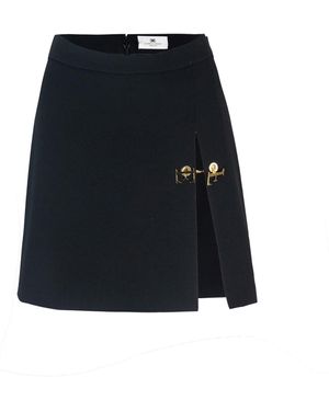 Elisabetta Franchi Minigonna in Crêpe Nera - Schwarz
