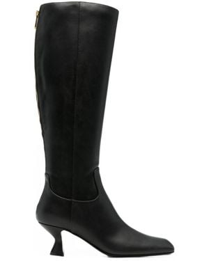 Sergio Rossi Leather Heel Boots - Black