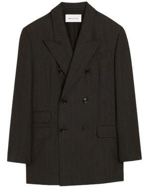 Ami Paris Wool Double-Breasted Blazer Jacket - Black