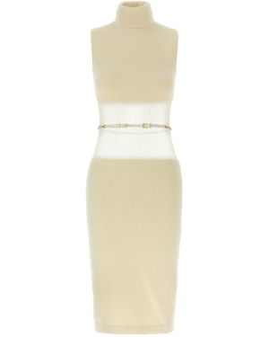 Elisabetta Franchi Kleid Mit Gazeeinsatz - Weiß