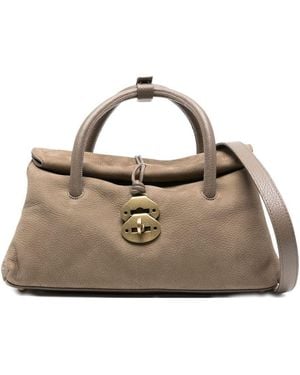 Zanellato Dotta Jones Small Suede Leather Handbag - Natural